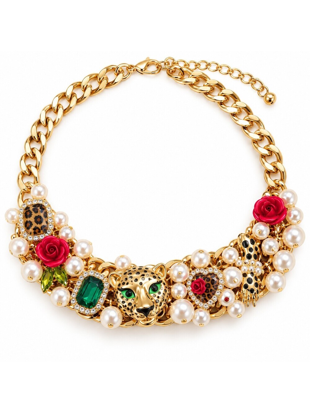 Betsey Johnson Leopard Rose Bib Necklace
